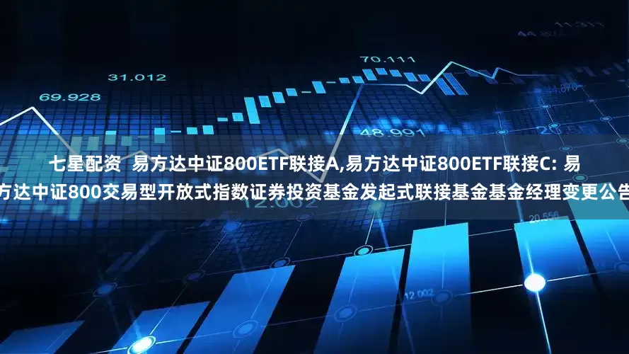 七星配资  易方达中证800ETF联接A,易方达中证800ETF联接C: 易方达中证800交易型开放式指数证券投资基金发起式联接基金基金经理变更公告
