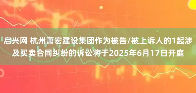 启兴网 杭州萧宏建设集团作为被告/被上诉人的1起涉及买卖合同纠纷的诉讼将于2025年6月17日开庭